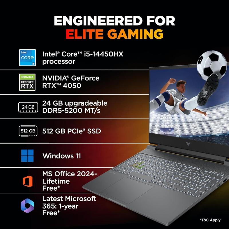 HP Victus Intel Core i5 14th Gen 14450HX - (24 GB/512 GB SSD/Windows 11 Home/6 GB Graphics/NVIDIA GeForce RTX 4050) 15-fa2382TX Gaming Laptop